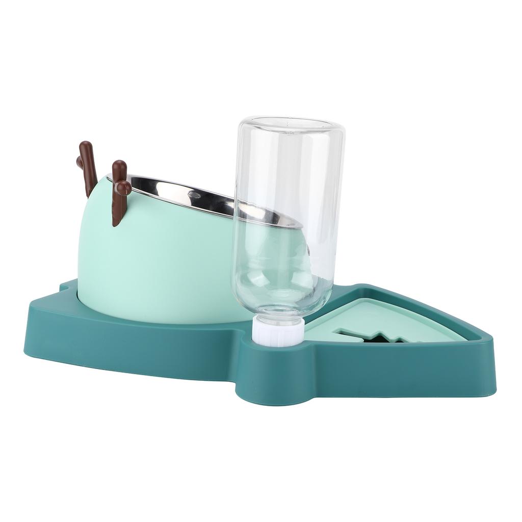 Futterspender und automatische Wasserspender-Set für kleine und mittelgroße Haustiere mit abnehmbarem Edelstahlnapf Agate Green