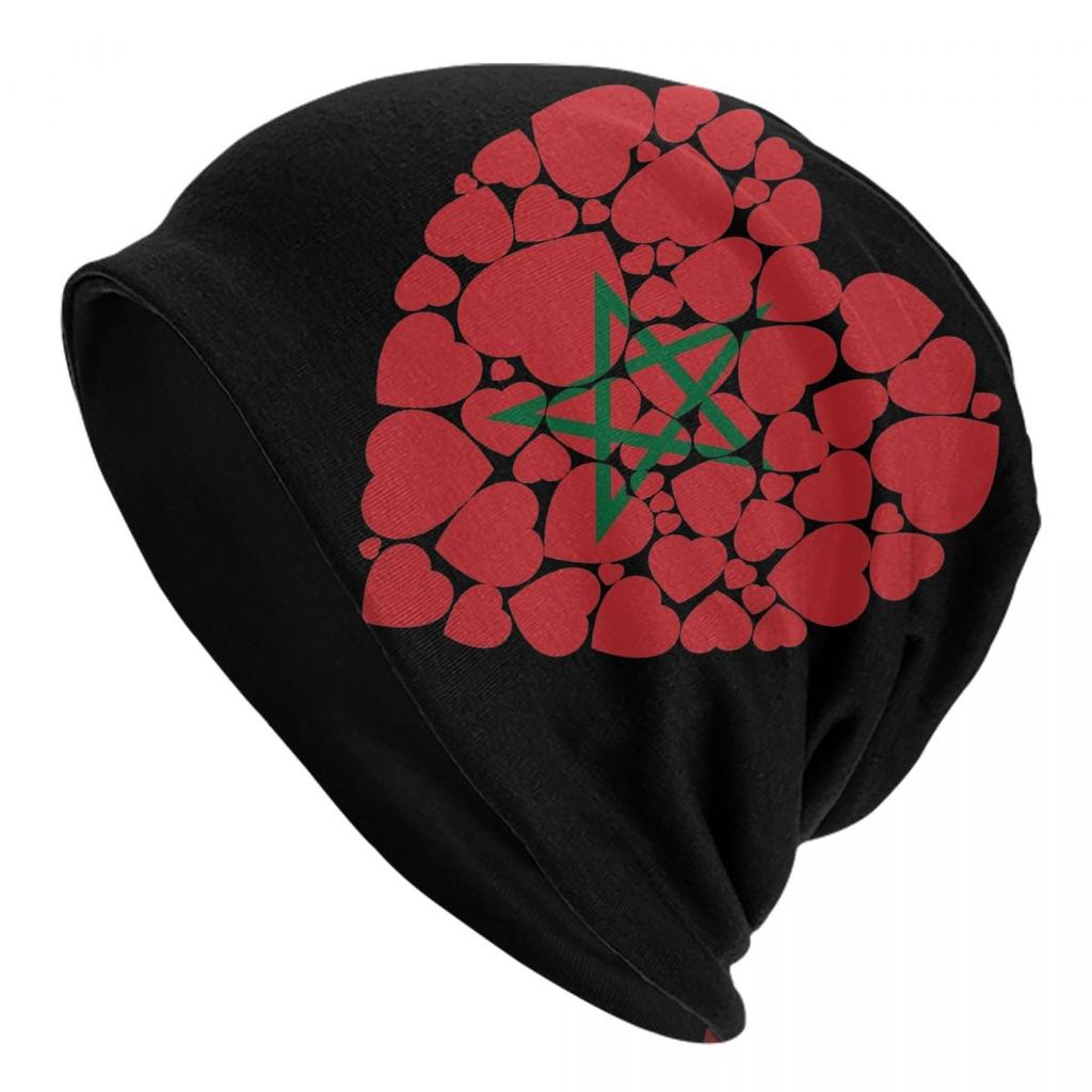 Moroccan Flag Bonnet Hats Autumn Winter Outdoor Skullies Beanies Hats Morocco for Unisex Women Summer Thermal Elastic Caps