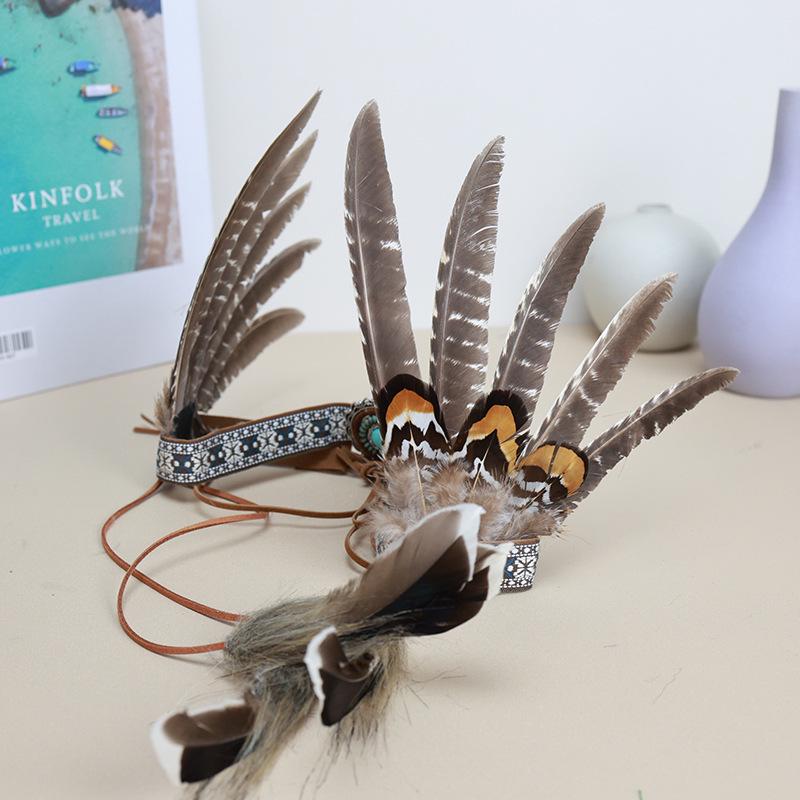 Indian Headdress Feather Headband for Children & Adults - Festival & Performance Costume