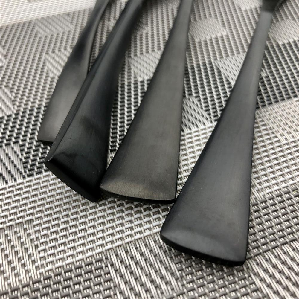 7Pcs Black Stainless Steel Flatware Dinnerware Set Matte Western Steak Knife Fork Dessert Spoon Set Kitchen Tableware Set