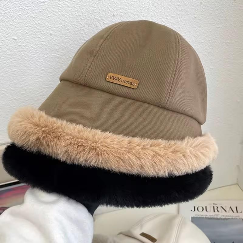 Fashion Fluffy Fur Bucket Hat for Women Winter Thick Warm Panama Fisherman Hat Girls Vintage Soft Plush Basin Cap