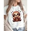 European Size Adorable Sloth Heart Graphic On a Black Short-Sleeve Tee for Women, Lightweight And Sturdy, Ideal for Relaxed Outings