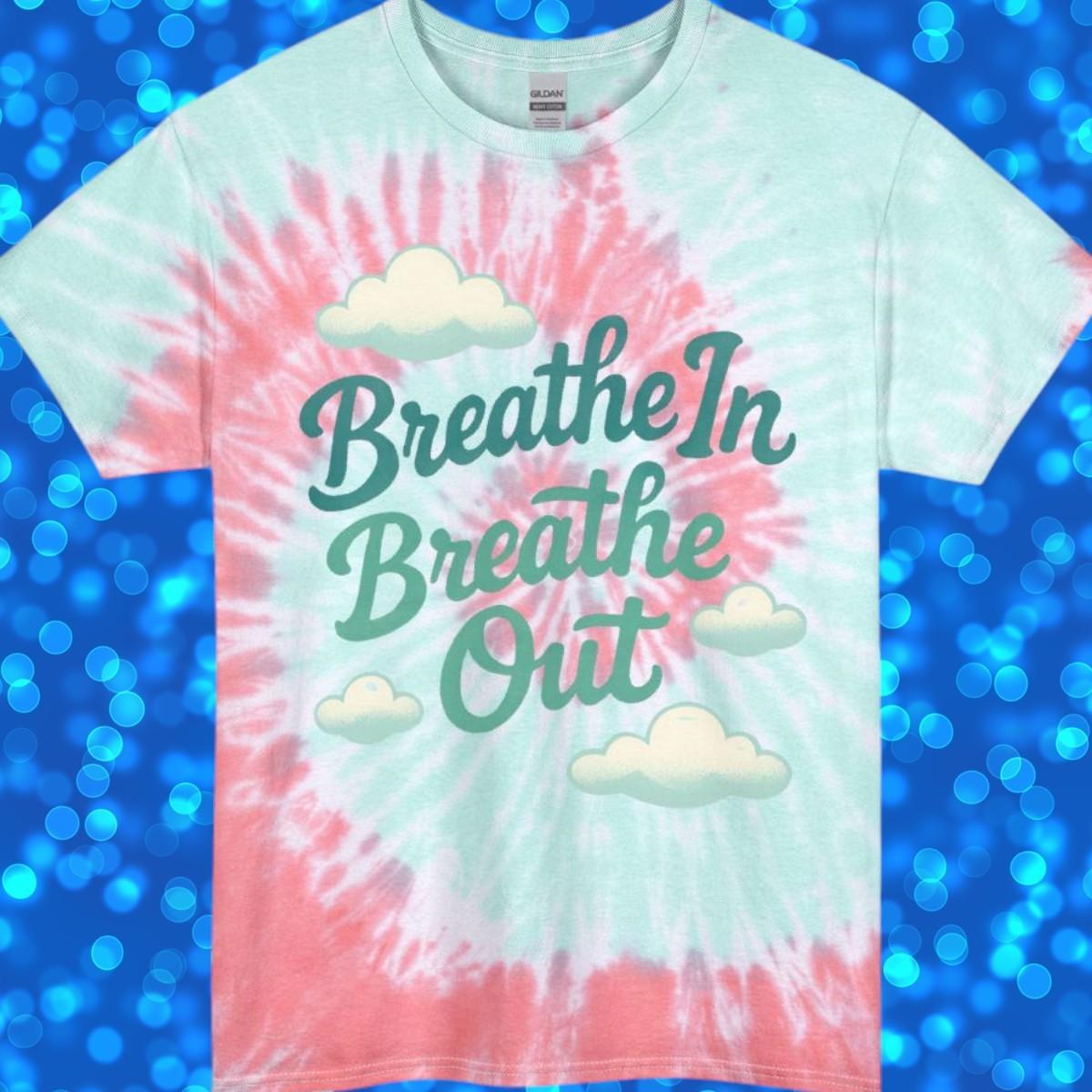 Breathe In Breathe Out Tie Dye Tee | Spiral Pastel Meditation Shirt 4XL