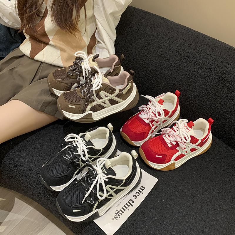Thick-soled Versatile Big-headed Ugly Cute Casual Shoes Women's Autumn New Red Women's Muffin Doll Shoes