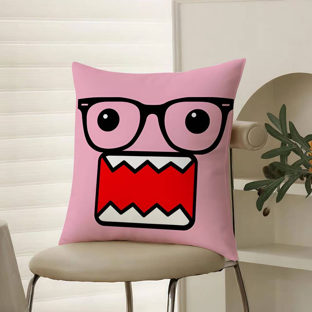 Popular Cartoon Characters Domo-kun-Fun Pillow Case Comfort Sofa Bed Silky Elegant Invisible Zipper Decorative Cushion Cover