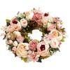 Simulation Peony Wreath Front Door Silk Flowers Indoor Outdoor Spring   Fall Artificial Floral Decor