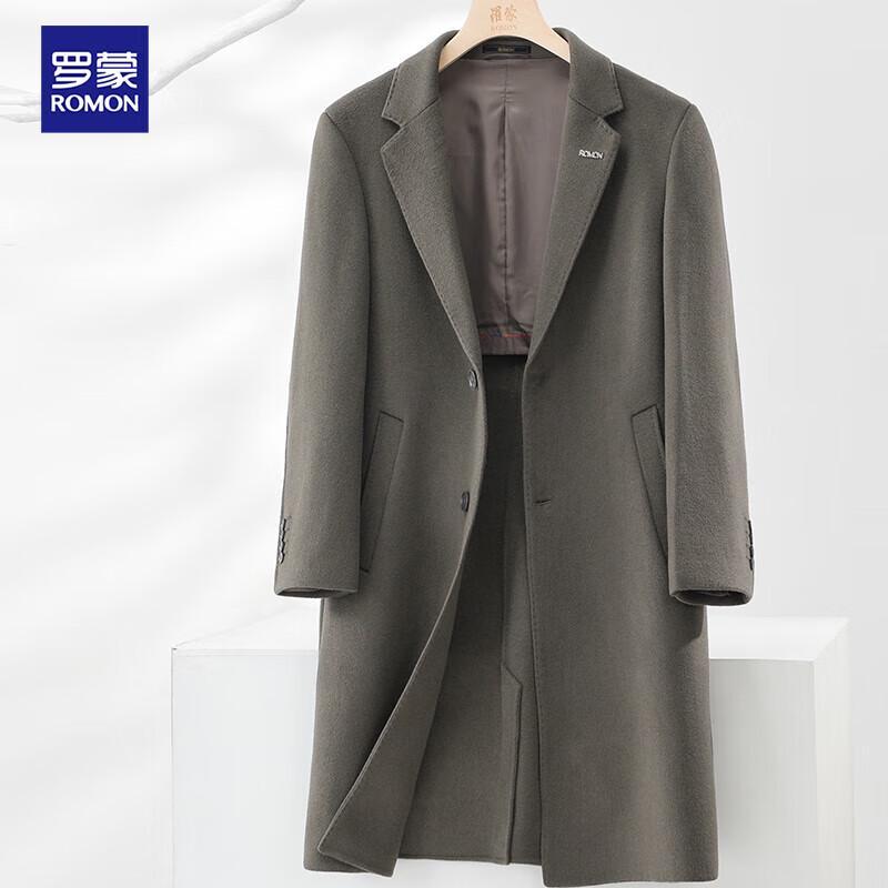 ROMON Men's 100% Wool Double-Faced Mid-Length Overcoat