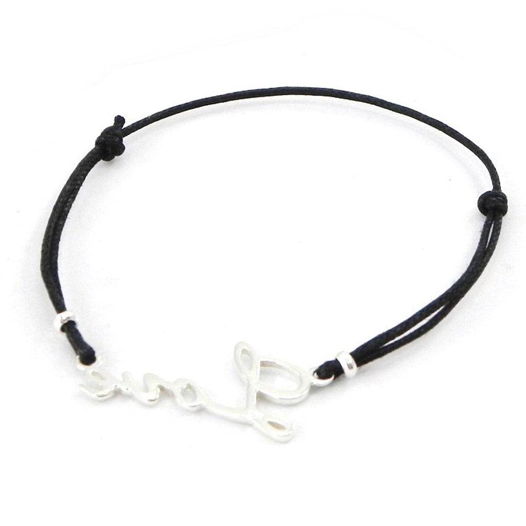 Les Trésors De Lily [I8066] - Bracelet Argent 'Love' noir argenté - 25x10 mm