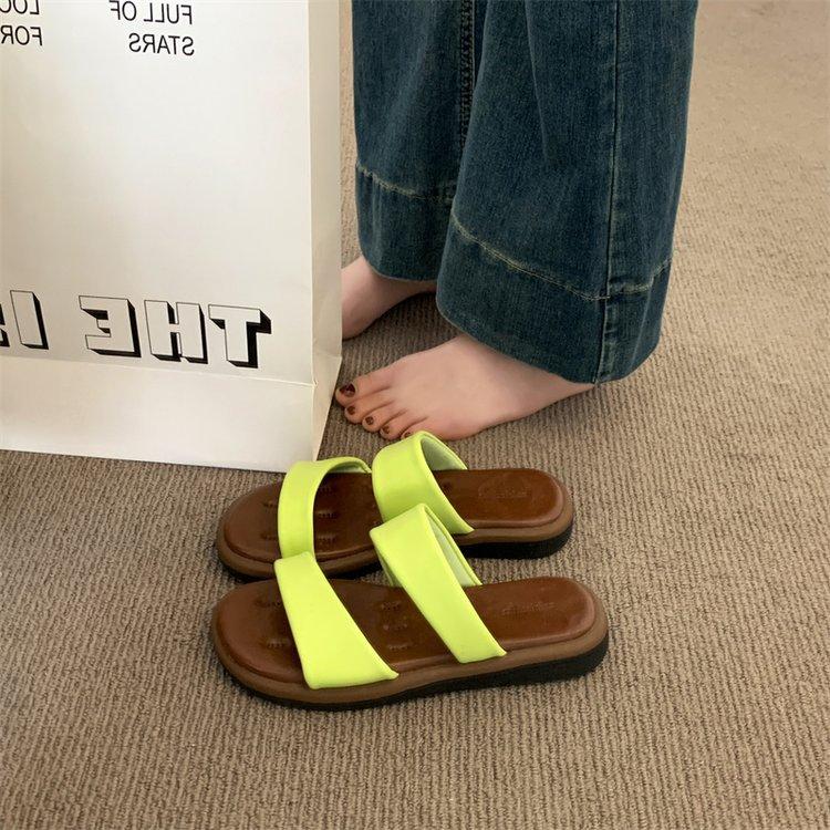 2025 New Fashion Slippers Women's Summer Wear Soft-soled Beach Shoes Step On Shit Feeling One-word Drag Beach Cool Slippers