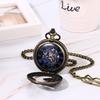 Pocket Watch Automatic Winding Mechanical Dragon Roman Alphabet Analog Display Skeleton Waterproof Retro Antique Pendant Watch Pocket Watch with Chain