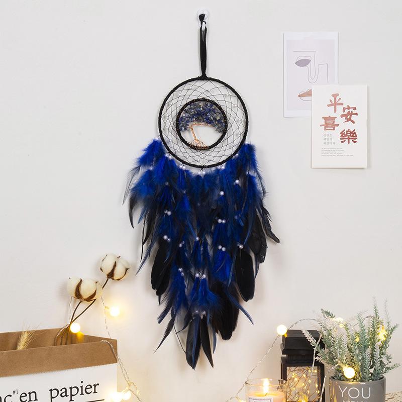 Life Tree Wind Chime Stone Hanging Ornament Fresh Girl Heart Forest Feather Pendant Bedroom Windowsill Creative Decoration