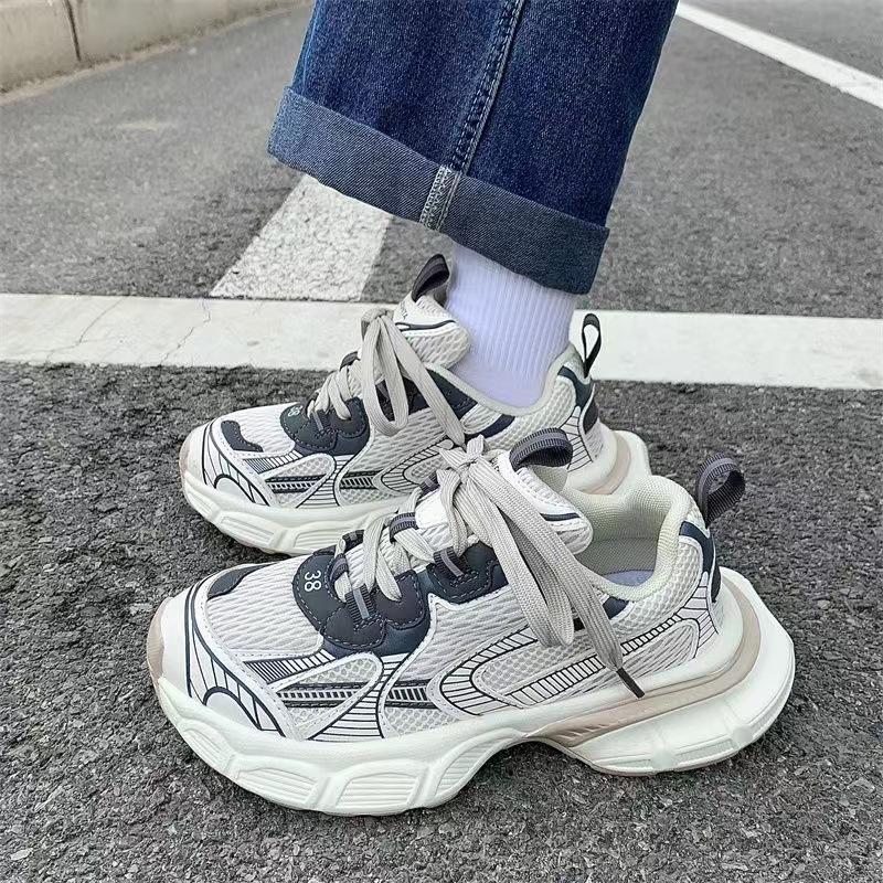 

Американские ретро-обувь для мужчин в стиле гонконгского стиля, уличная обувь на платформе, повседневная спортивная обувь для пар, женская 36 кремовый