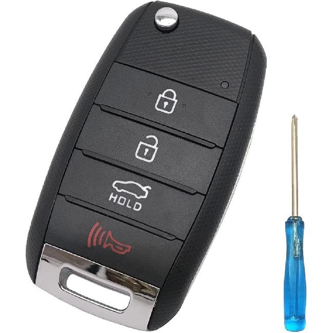

4 Buttons Folding Replacement Key Fob Cover Case fit for Kia 2014-2020 Optima Sorento Sportage Rio Soul 2018 Forte Carens Keyless Entry Key Fob Shell 1