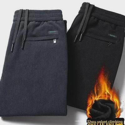 Pantaloni della tuta casual da uomo invernali larghi in velluto a coste con fodera in velluto plus