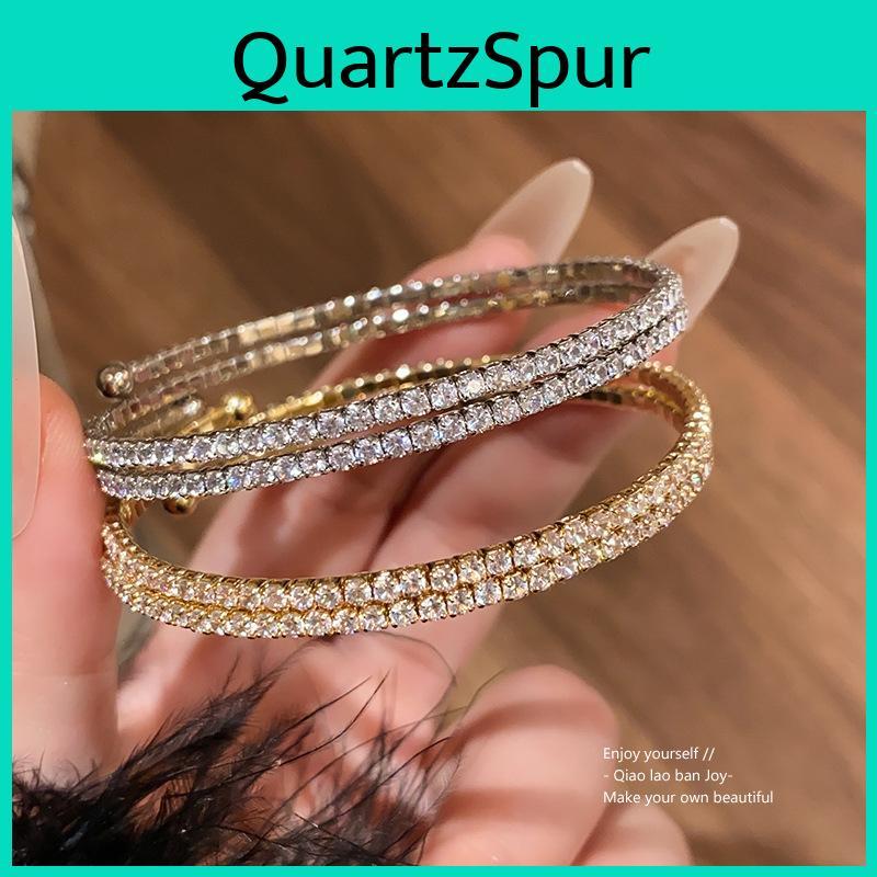 Geometric Zircon Circular Adjustable Bracelet With Cubic Zirconia For Fashionistas