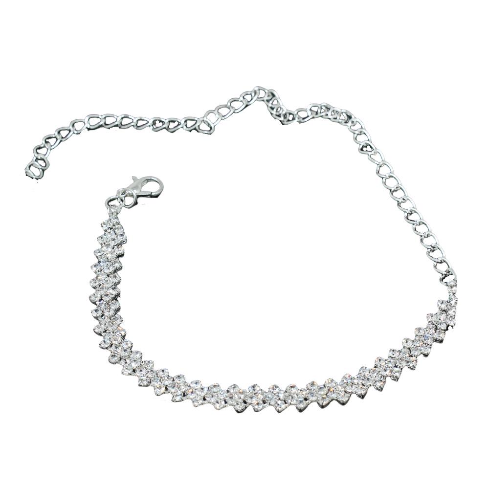 Elegant fotlänk med kors av strass och diamanter – Europeiska och amerikanska modeaccessoarer