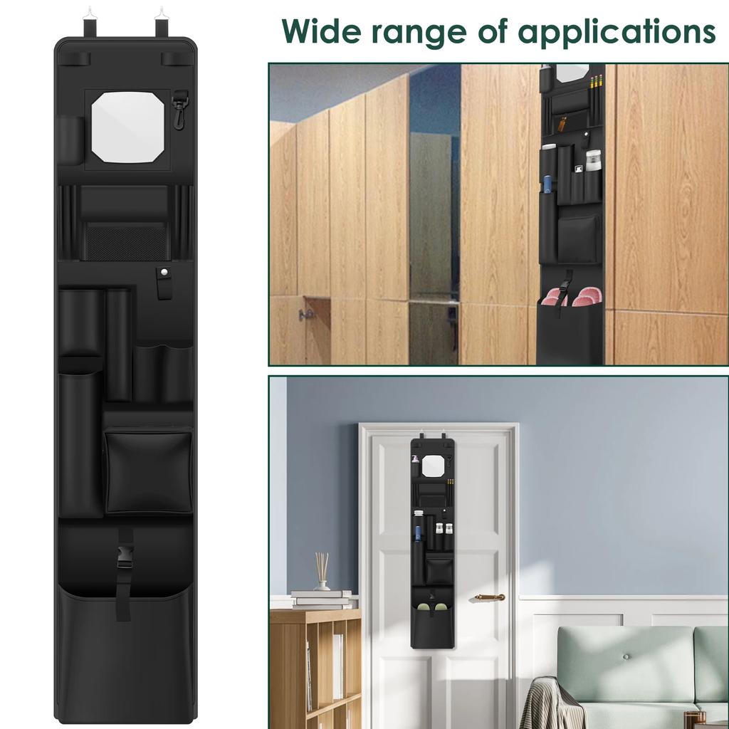 Hanging Closet Non-Woven Waterproof Hanging Locker Organizer with Mirror Large Capacity Multi-pocket Hanger Storage Bag for Home