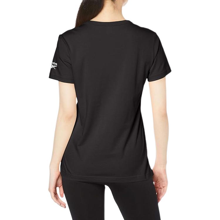 Reebok Simple Casual Sports Fitness Logo Comfortable Versatile Round Neck Short Sleeve T-Shirt Women T-Shirt Black GV5523