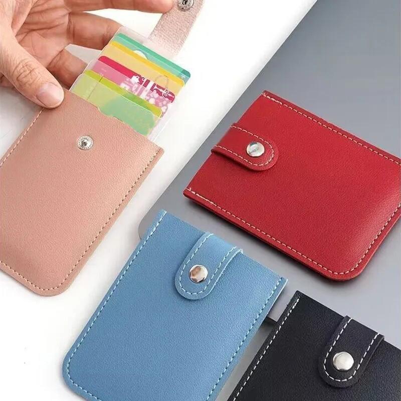 Pu Leather Credit Card Holder Bag 5Pcs Slots Men/Women Wallet Bank Leather Wallets With Money Clip Designer Cardholder