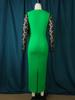 AOMEI Elegant Evening Dresses for Women Lace Patchwork Green Trim Ruffles Ankle Length Office Lady Cocktial Event Occasion Outfits Large Size