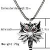 Men's Stainless Steel Red-Eyed Wolf Head Pendant