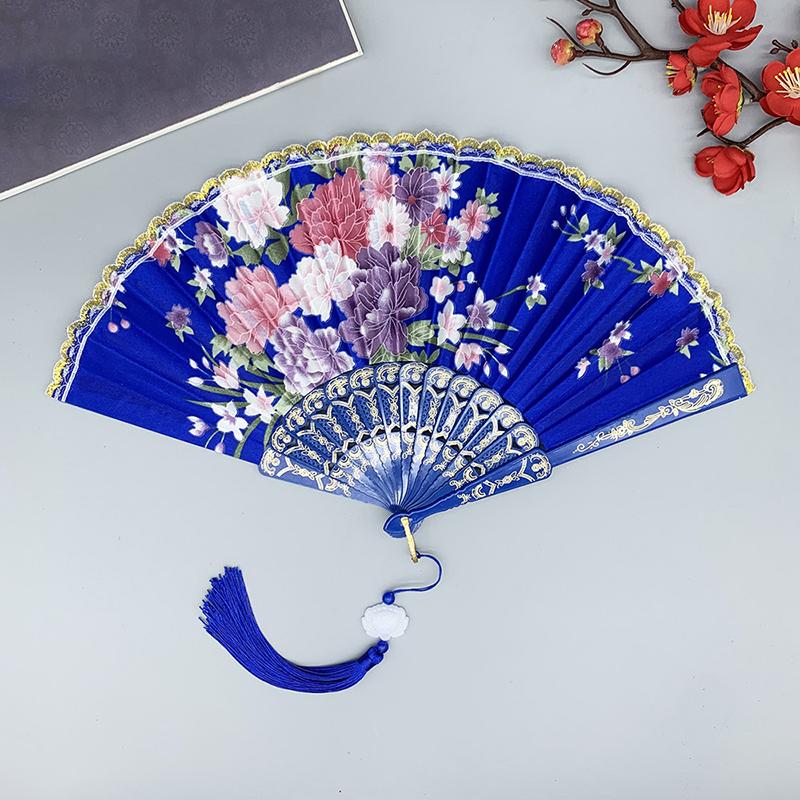 Chinese Style Vintage Silk Folding Fan Art Crafts Gift Home Decoration Dance Hand Fan Handmade Room Decorative Fan