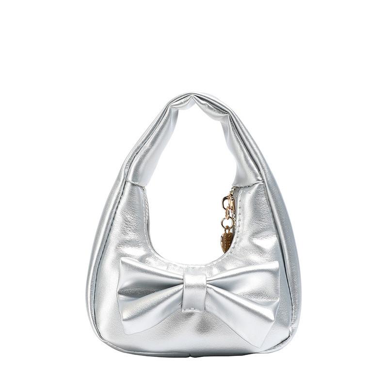 Pu Mini Butterfly Bow Handbag For Girls With Zipper Closure And Inner Pockets
