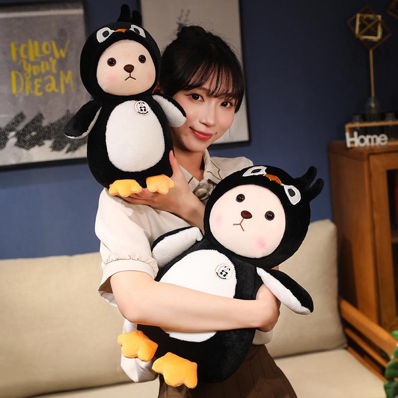 Cute cute penguin turned into bear doll plush toy hug bear little penguin doll children's doll doll