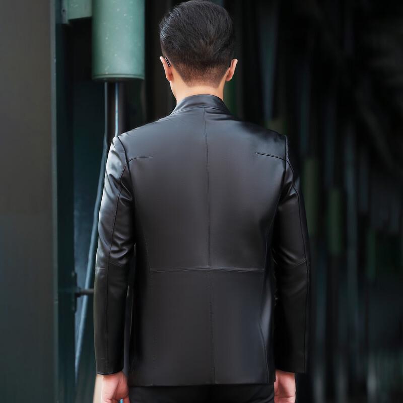 Fu Ting Men's Premium Sheepskin Stand Collar Leather Jacket