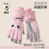 Ski Gloves Women's Autumn and Winter Thickened Velvet Thermal Gloves Riding Tram Windproof Genuine Cartoon Cute Touch Screen