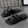 Men's Breathable Buckle Sandal Slippers Summer Outdoor Indoor House Shoes Non-Slip Thick Sole Casual Solid Color Slides