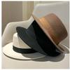 Hat Women'S Autumn/Winter Vintage English Hat Korean Edition Woolen Top Hat Wide Brim Fashion Versatile Black White Flat Top Hat