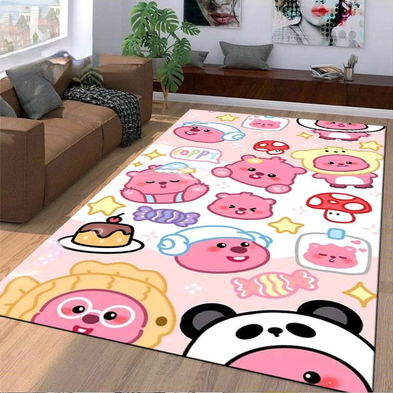 Cute Cartoon Pink Bear Panda Pattern Carpet for Bedroom Decor Kids Suitable for Use As an Anti-slip for Living Room Bedroom Sofas