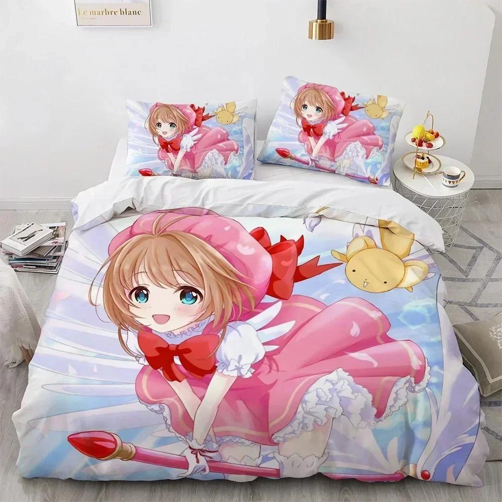 Anime Cardcaptor Sakura Bedding Set Duvet Cover Sheet Printed Bed Set Pillowcase Bed Full Queen King Size Comforter Bedroom