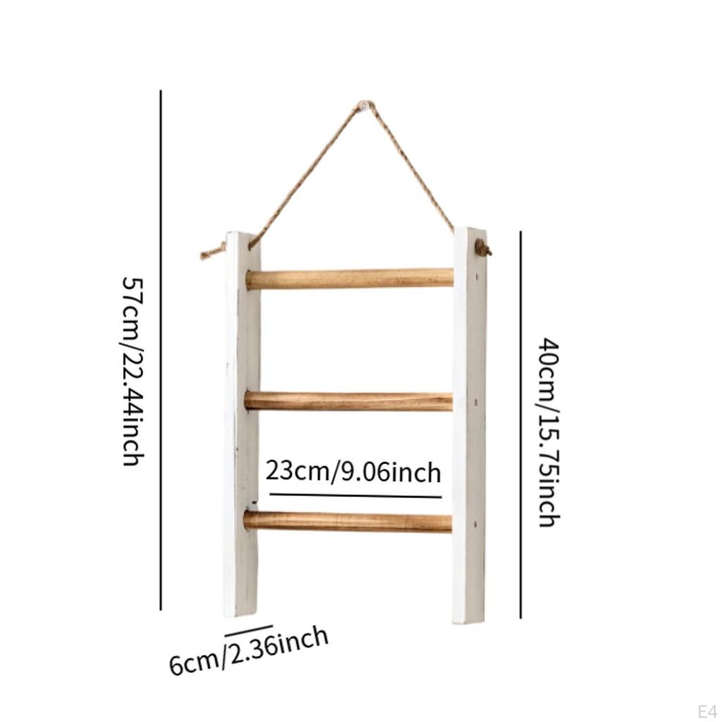 Decorative Rustic Wooden Towel Rack, 3 Tier Wall Mounted Ladder Holder for Hotel, Kitchen,