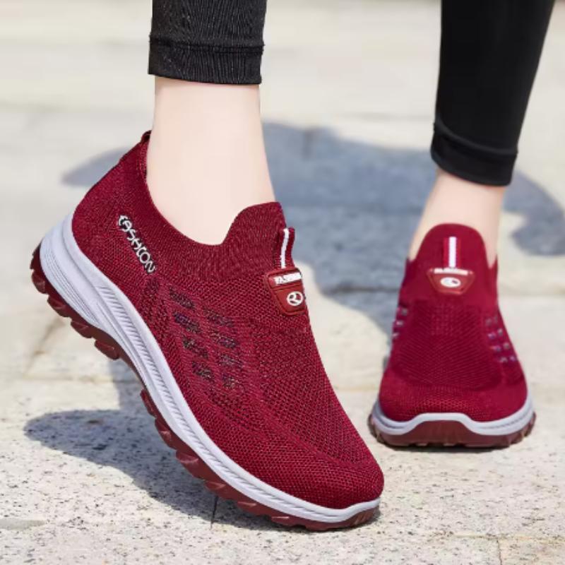 Zapatos de Mujer Primavera Nuevos Zapatos de Tela Zapatos de Mujer Casual Zapatos de Mamá Zapatos Calcetín Fly-Knit Zapatillas de Suela Blanda Zapatos de Mujer