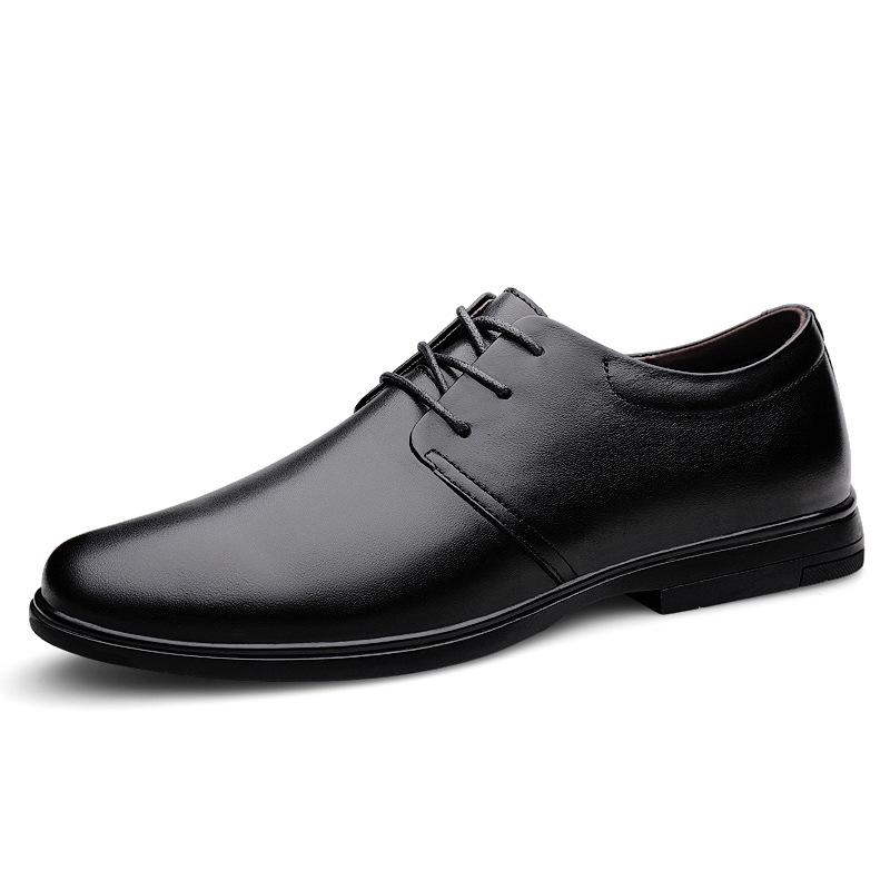 

25 Men S Shoes Leather Shoes Dress Casual Shoes Spring Low-Top Lace-Up Flat Cowhide Surface British Gentleman Single Shoes 37