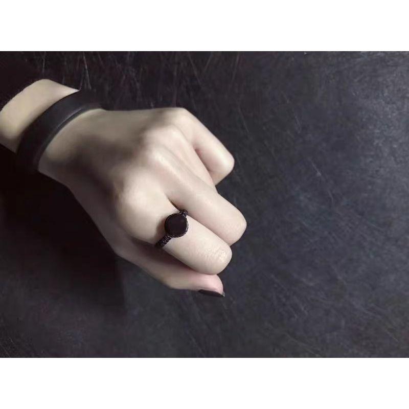 

Браслет из плоских бусин черного агата «Старый друг без столкновений» от Санши, ручной работы, с плетеным ремешком для ношения Flat Beaded Line Ring/Adjustable