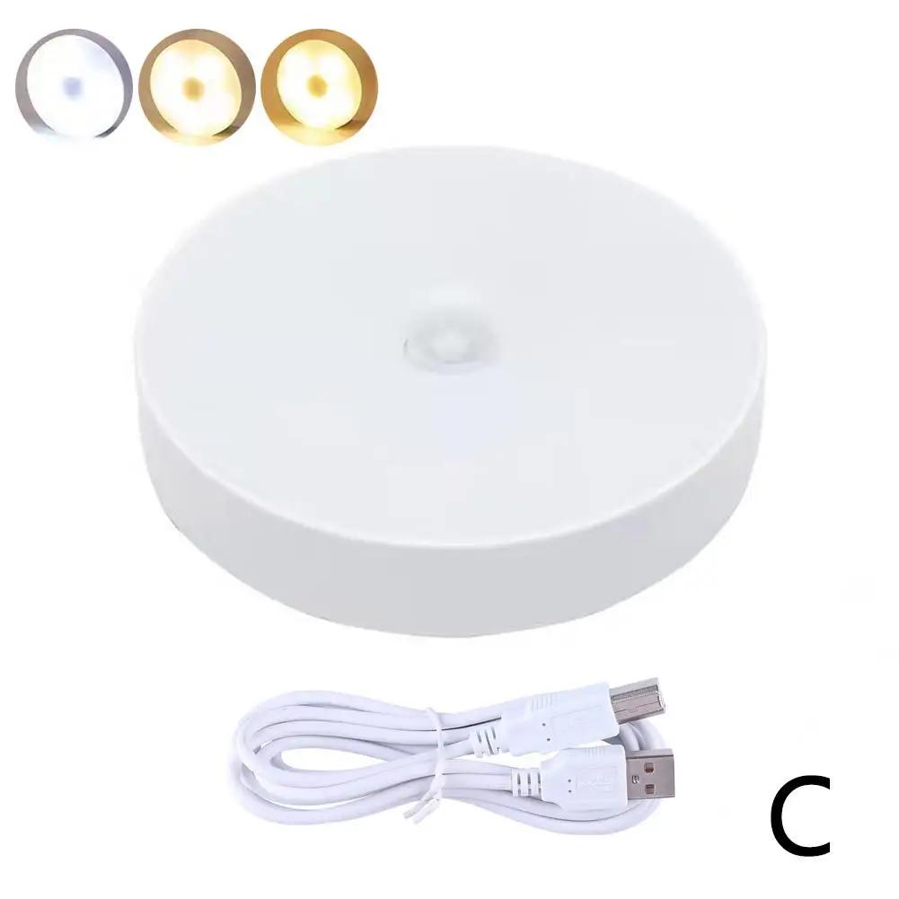 Mini LED Touch Sensor Night Lights USB Rechargeable Kitchen Lamp Portable Round Magnetic Night Light Dimming Wall Base Bedr I4Z1