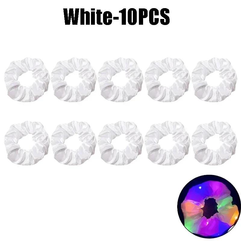 LED Luminous Scrunchies Hairband Ponytail Holder Headwear Elastic Satin Hair Bands Girl Hair Accessories for Party