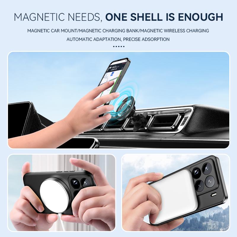 For Xiaomi 15 15S 14 Pro Ultra Case Magnetic Suction Metallic Colors Spacecraft Style Kickstand Soft Plating Cover Shell