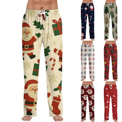 Men's Christmas Print Drawstring Pants Casual Pajama Pants