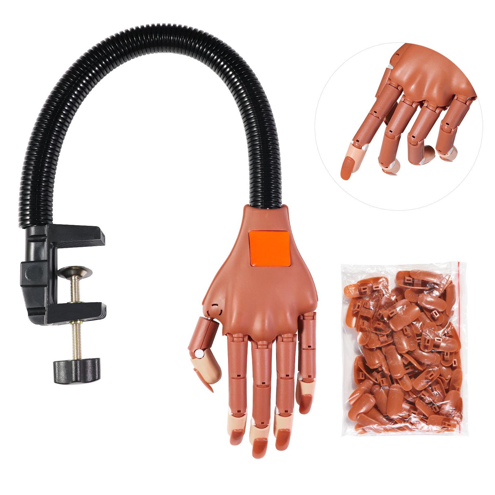 

Bendable Nail Practice Hand with Mechanical Fingers and Nail Tips