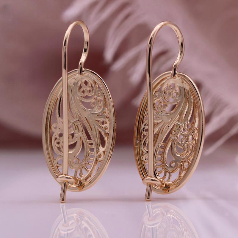 Rose Gold Color Earrings Color-preserving Hollow Oval Women's Earrings Jewelry Gift