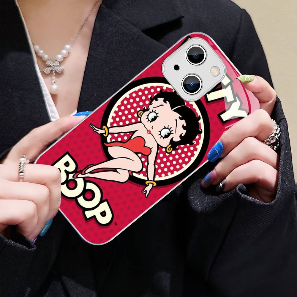 Animation B-Betty Boop Tempered Glass For Iphone 14 13 12 11 Pro Mini XS MAX 14Plus X XS XR Cover