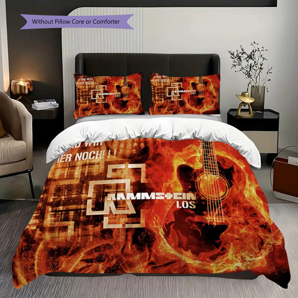 Rock Band Unity Power Three-piece Set (1 * Duvet Cover + 2 * Pillowcase, Without Core) 2D Flat Bedding Set Duvet Cover and Pillowcase