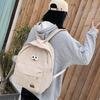 Schoolbag new solid color student schoolbag female corduroy high value large capacity backpack simple college student simple