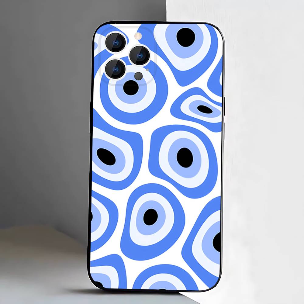 Evil Eye Lucky Eye Blue Phone Case For iPhone 17,16,15,14,13,12,Pro,Max,Plus,E,SE4,Air,Mini Black Soft Box