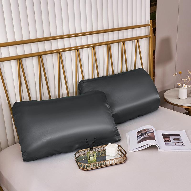 Luxusná Elastická Poťah na Vankúš z Imitácie Hodvábu Jednofarebný Pohodlný Hladký Saténový Poťah na Vankúš Kráľovná High End Kráľovská Veľkosť Poťahy na Vankúše 51x102cm(20x40in)2pc