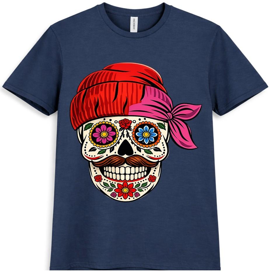 Sugar Skull T-Shirt Day Of The Dead Dia De Los Muertos Gothic Floral Gift Tee